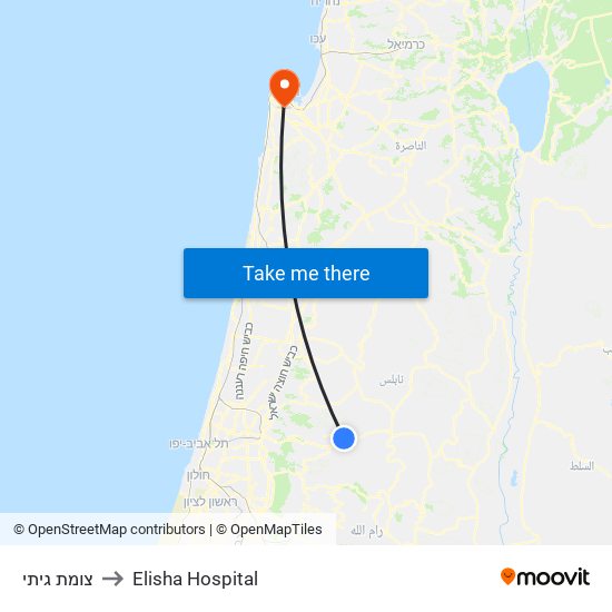 צומת גיתי to Elisha Hospital map