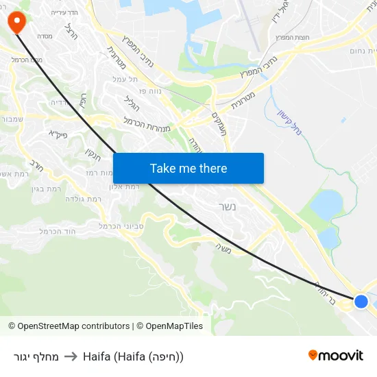 מחלף יגור to Haifa (Haifa (חיפה)) map