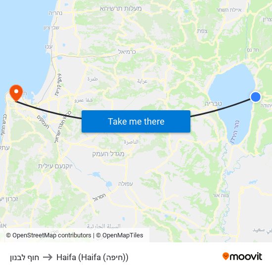 חוף לבנון to Haifa (Haifa (חיפה)) map