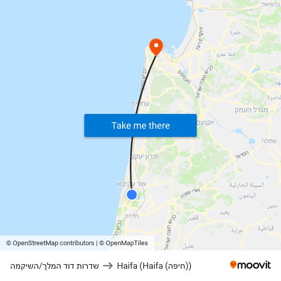 שדרות דוד המלך/השיקמה to Haifa (Haifa (חיפה)) map