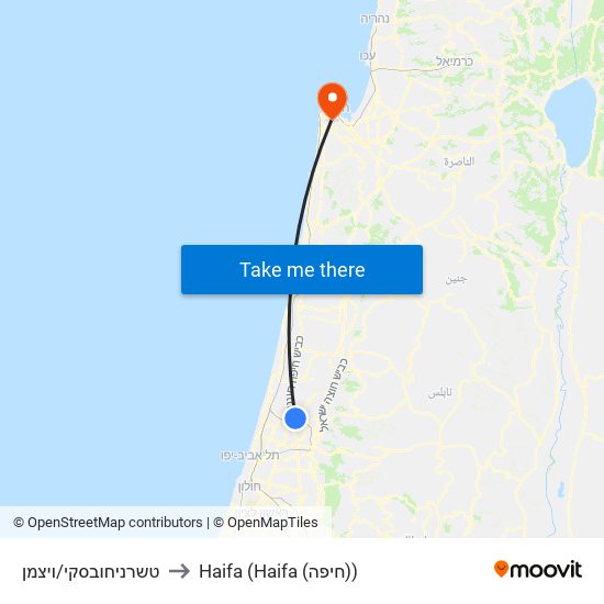 טשרניחובסקי/ויצמן to Haifa (Haifa (חיפה)) map