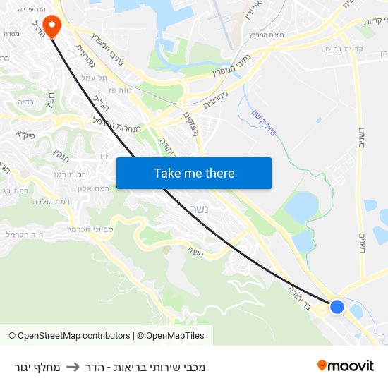 מחלף יגור to מכבי שירותי בריאות - הדר map