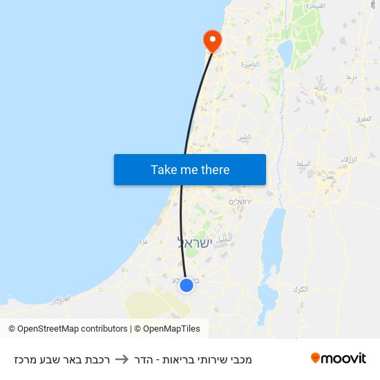 רכבת באר שבע מרכז to מכבי שירותי בריאות - הדר map