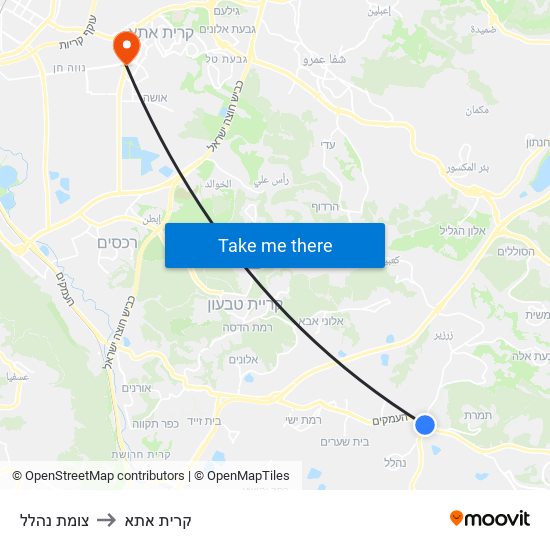 צומת נהלל to קרית אתא map