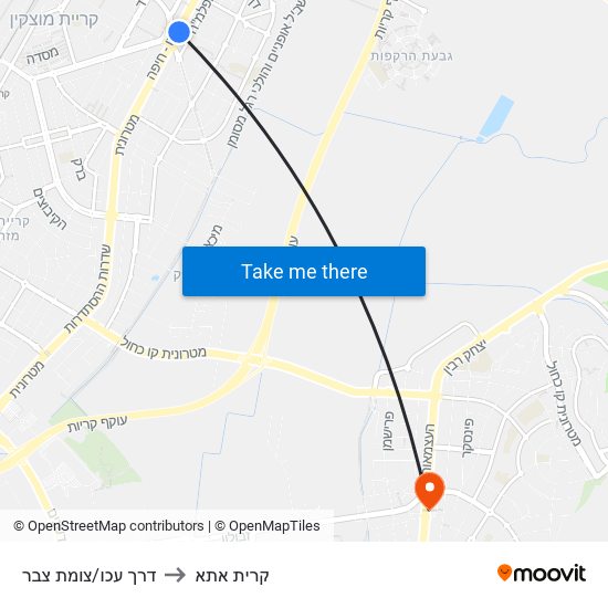 דרך עכו/צומת צבר to קרית אתא map