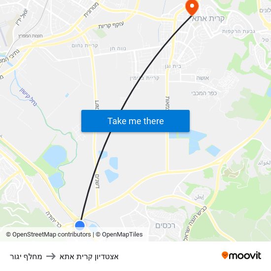 מחלף יגור to אצטדיון קרית אתא map