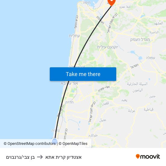 בן צבי/גרנבוים to אצטדיון קרית אתא map