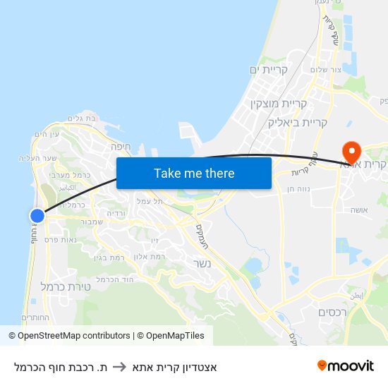 ת. רכבת חוף הכרמל to אצטדיון קרית אתא map