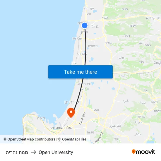 צומת נהריה to Open University map