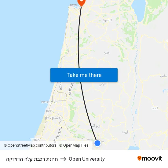 תחנת רכבת קלה הדוידקה to Open University map