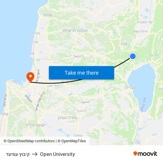 קיבוץ עמיעד to Open University map