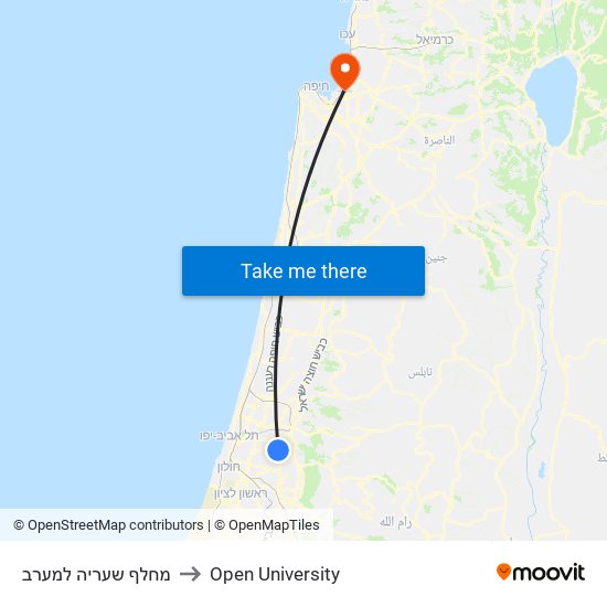 מחלף שעריה למערב to Open University map