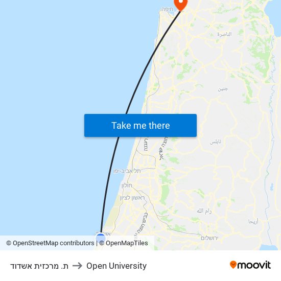 ת. מרכזית אשדוד to Open University map