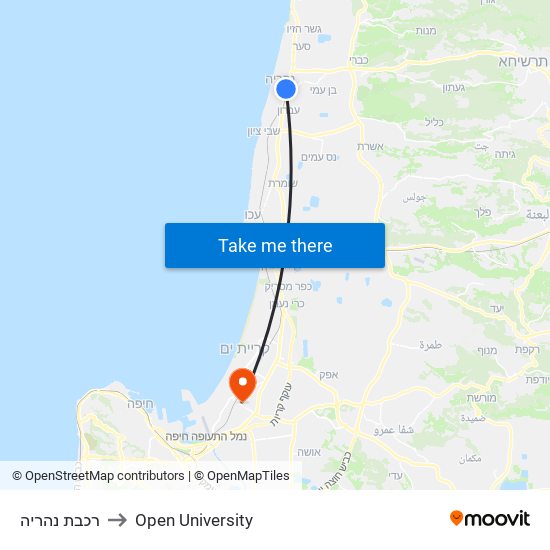 רכבת נהריה to Open University map