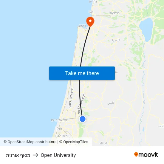 מסוף אורנית to Open University map