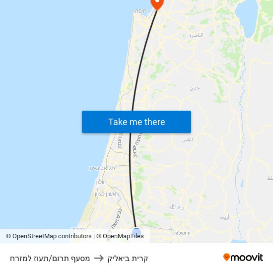 מסעף תרום/תעוז למזרח to קרית ביאליק map