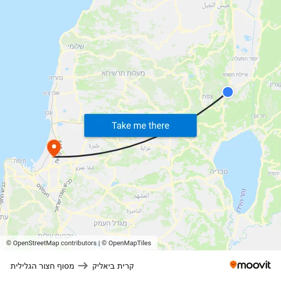 מסוף חצור הגלילית to קרית ביאליק map