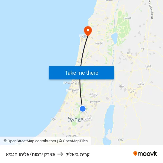 פארק ירמות/אליהו הנביא to קרית ביאליק map