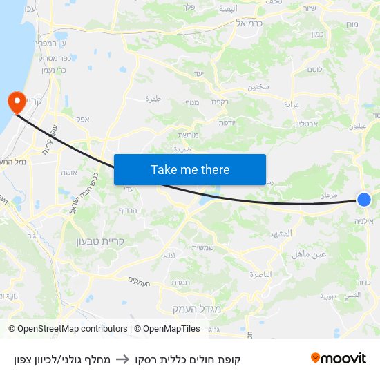 מחלף גולני/לכיוון צפון to קופת חולים כללית רסקו map