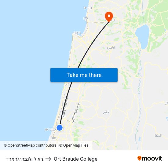 ראול ולנברג/הארד to Ort Braude College map