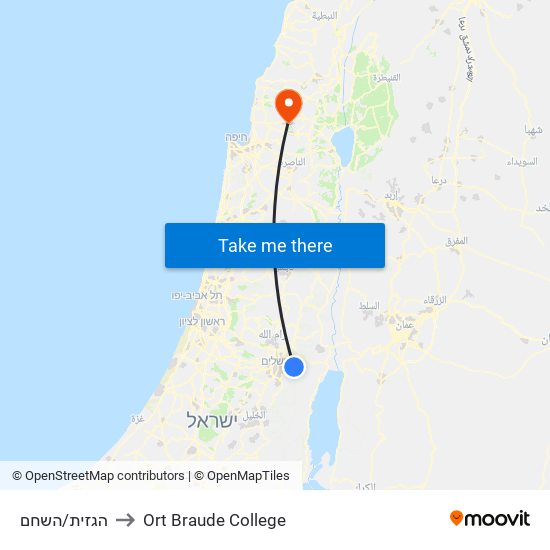 הגזית/השחם to Ort Braude College map