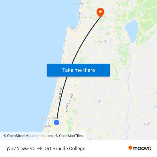 לוי אשכול / וולך to Ort Braude College map