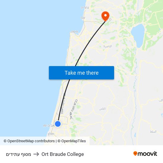 מסוף עתידים to Ort Braude College map