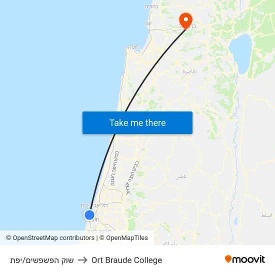 שוק הפשפשים/יפת to Ort Braude College map