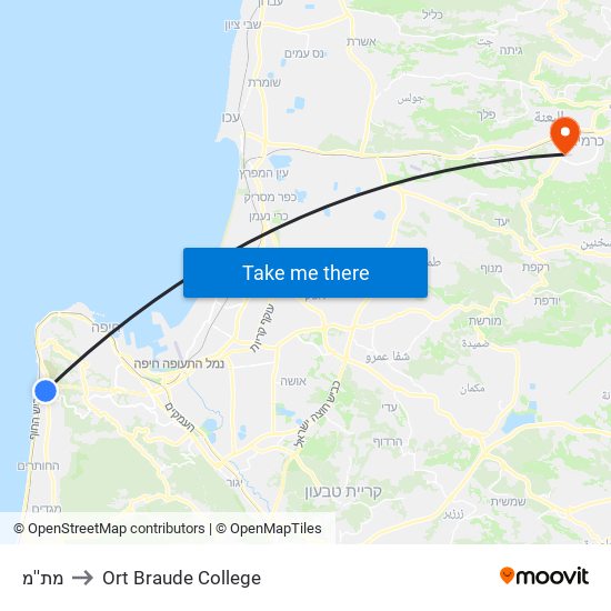 מת''מ to Ort Braude College map