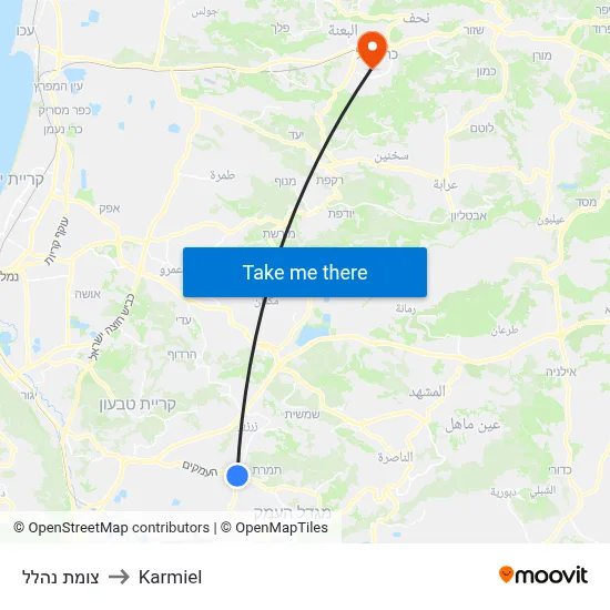 צומת נהלל to Karmiel map