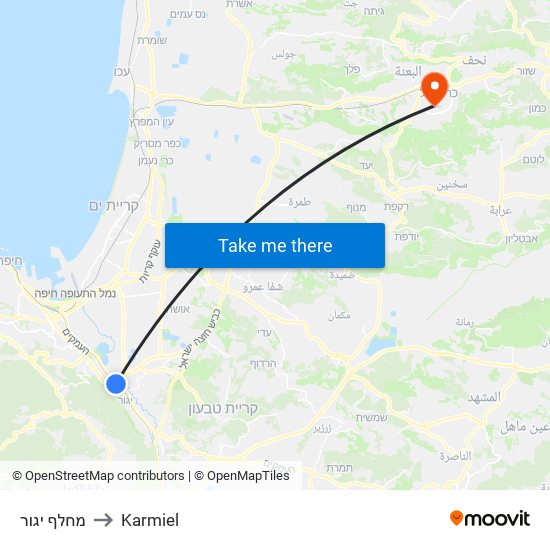 מחלף יגור to Karmiel map