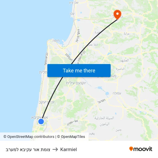 צומת אור עקיבא למערב to Karmiel map