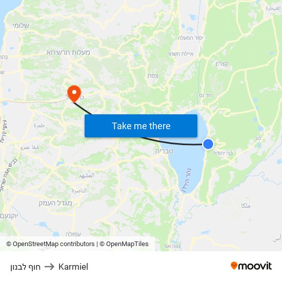 חוף לבנון to Karmiel map