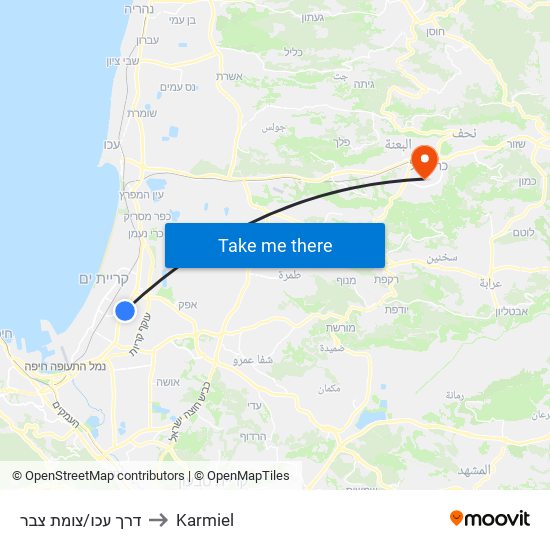 דרך עכו/צומת צבר to Karmiel map