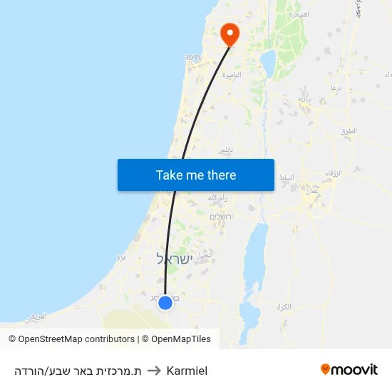ת.מרכזית באר שבע/הורדה to Karmiel map