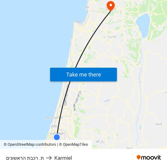 ת. רכבת הראשונים to Karmiel map