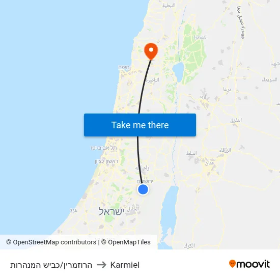 הרוזמרין/כביש המנהרות to Karmiel map