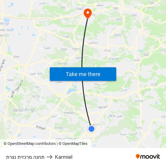 תחנה מרכזית נצרת to Karmiel map