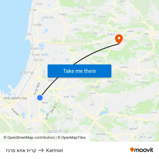 קרית אתא מרכז to Karmiel map