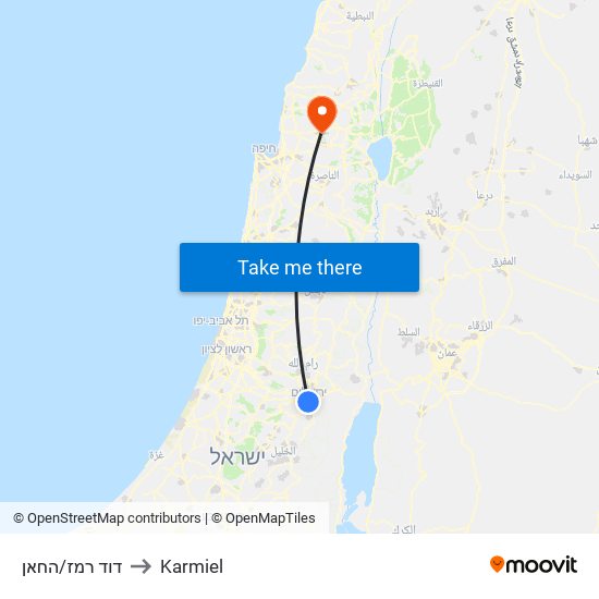 דוד רמז/החאן to Karmiel map