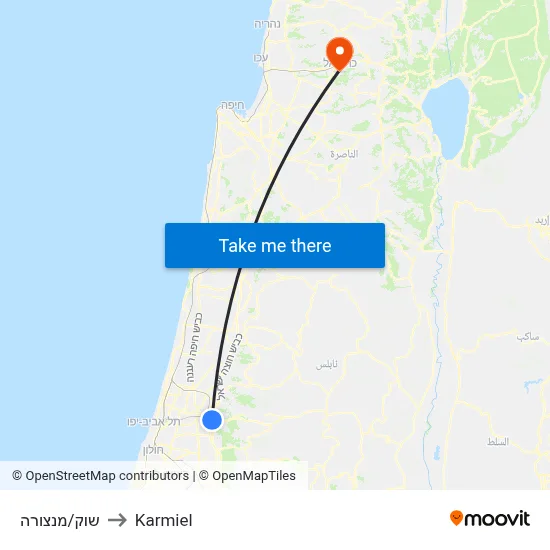 שוק/מנצורה to Karmiel map