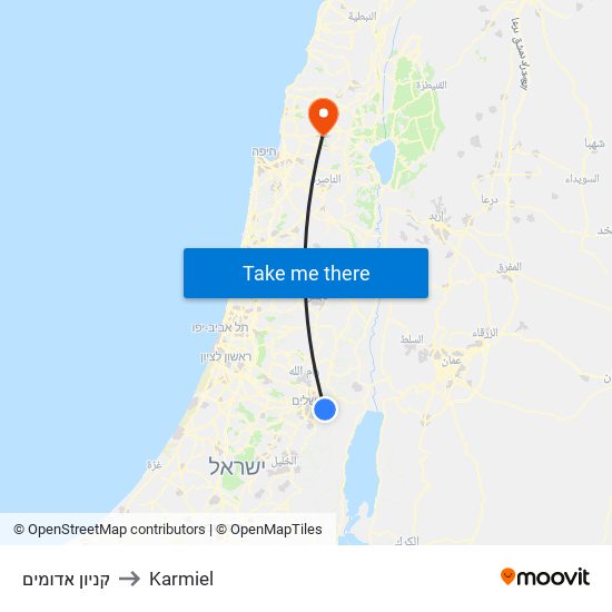 קניון אדומים to Karmiel map