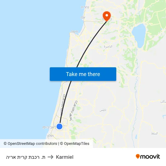 ת. רכבת קרית אריה to Karmiel map