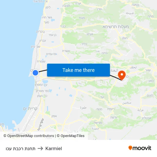 תחנת רכבת עכו to Karmiel map