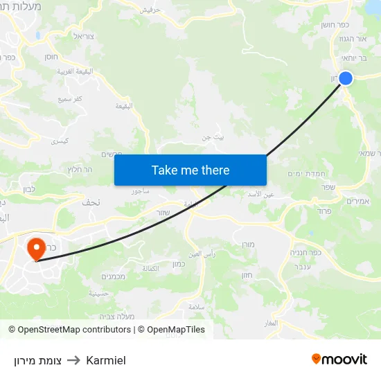 צומת מירון to Karmiel map