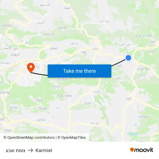 צומת שבע to Karmiel map