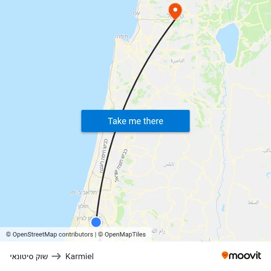 שוק סיטונאי to Karmiel map