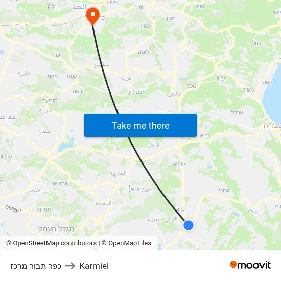 כפר תבור מרכז to Karmiel map