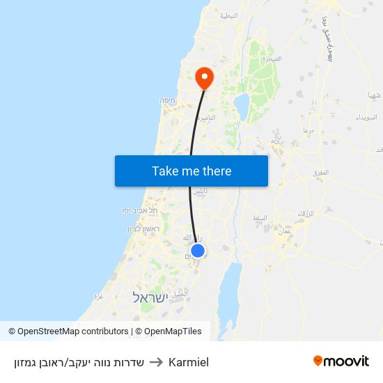 שדרות נווה יעקב/ראובן גמזון to Karmiel map