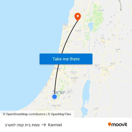 צומת בית קמה למערב to Karmiel map